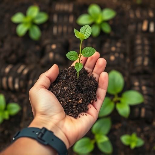 Hand holding a small sprout growing from soil, representing long-term financial growth through consistent saving