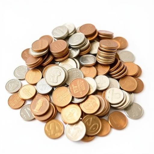 Image of coins being sorted, representing budgeting for an emergency fund.