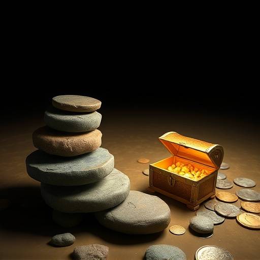 Image showing stepping stones leading towards a treasure chest, symbolizing short-term goals leading to long-term success.